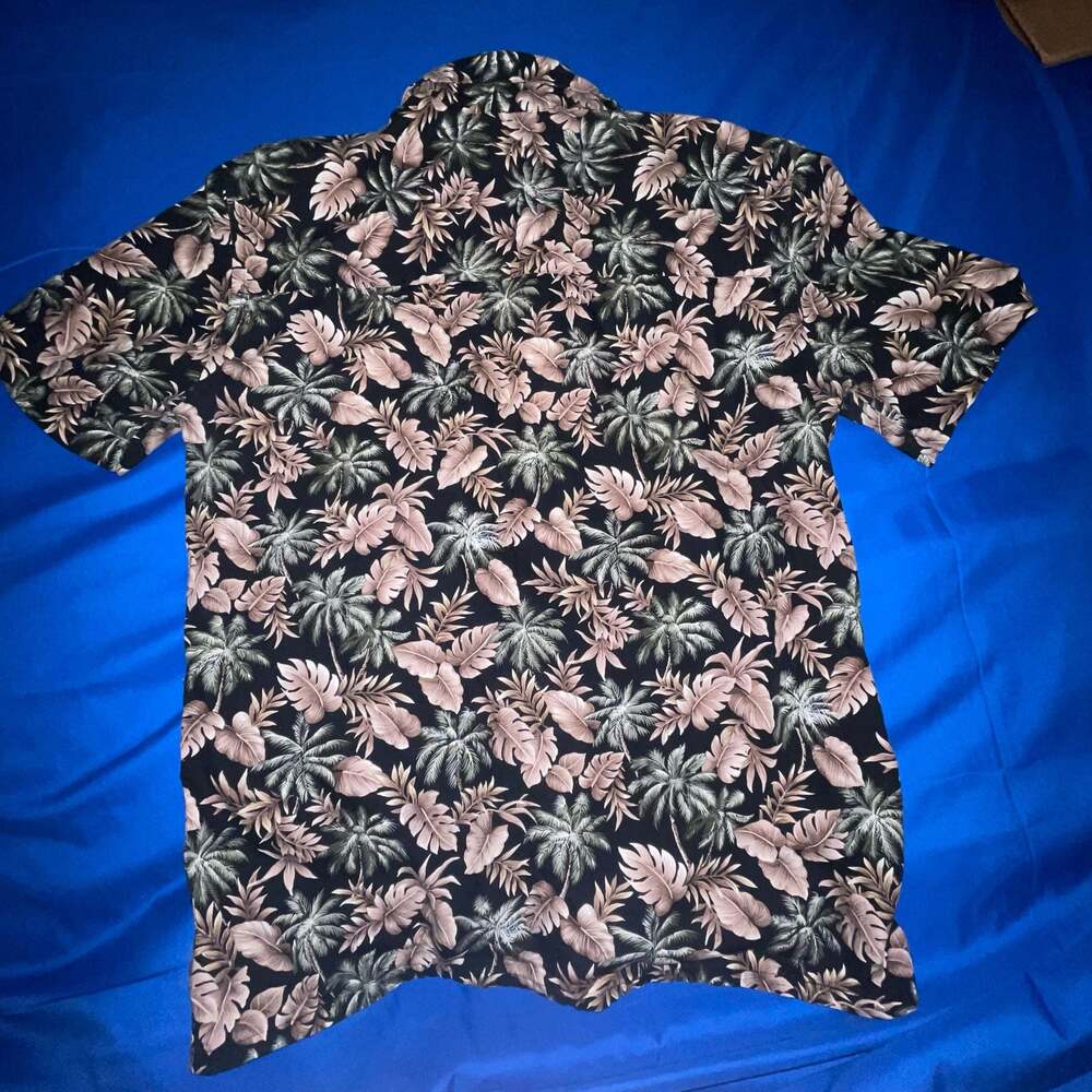 Island Shores Men's Tropical Leaf Print Short Sleeve Button Down Shirt Size S - Picture 8 of 8